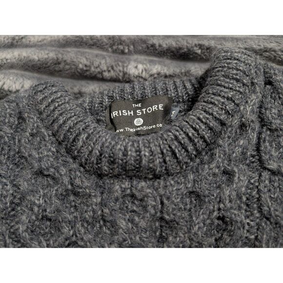 The Irish Store Merino Wool Aran Sweater Size M Mens Charcoal Gray Dark Academia - Picture 4 of 8